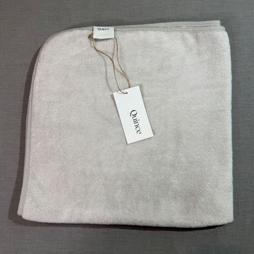 Quince Hooded Bath Towel Baby OS Light Grey New Terry Cloth Hooded Towel